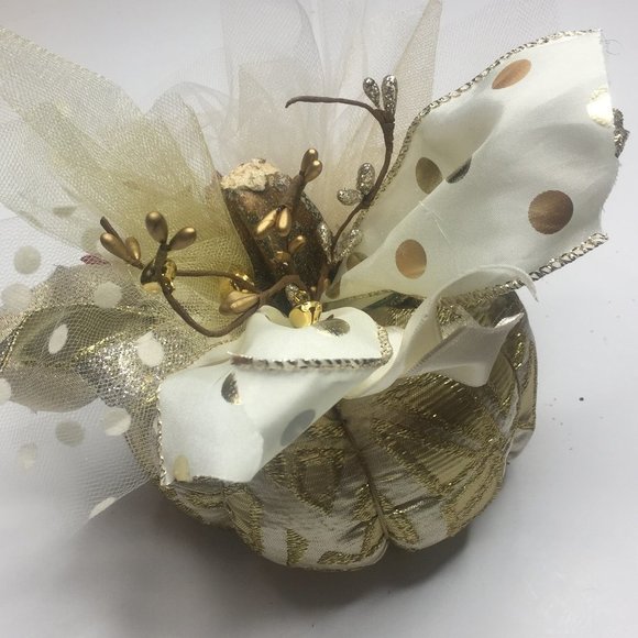 Handmade gold geometric patterned  pumpkin. - Picture 2 of 7